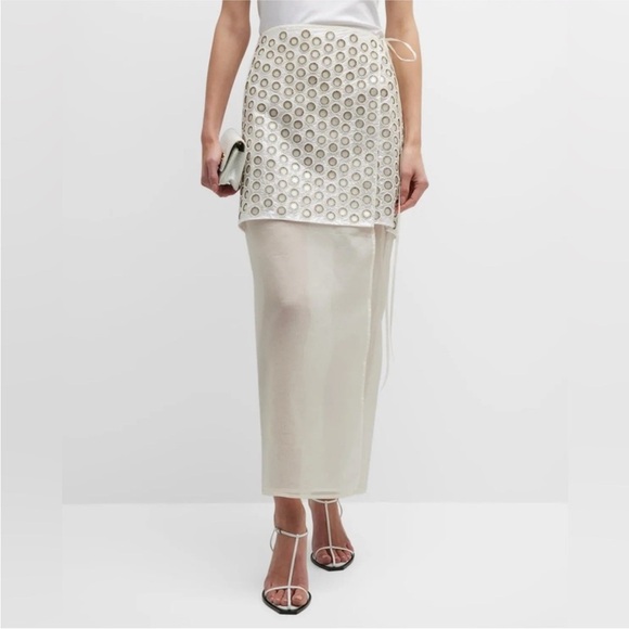 New TORY BURCH Mirror Embellished Double Layer Wrap Skirt - Picture 8 of 12